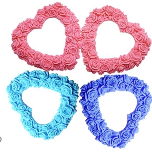 Rose Heart Wreath Fondant Chocolate Candy Silicone Mold Cake Decorating Baking - Picture 4 of 8